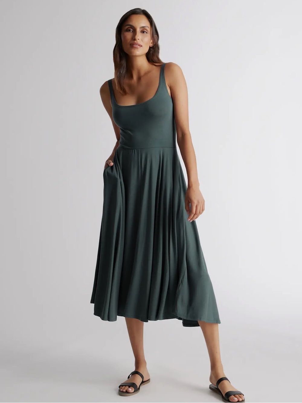 Quince Sleeveless Midi A-Line Dress - Picture 3 of 4